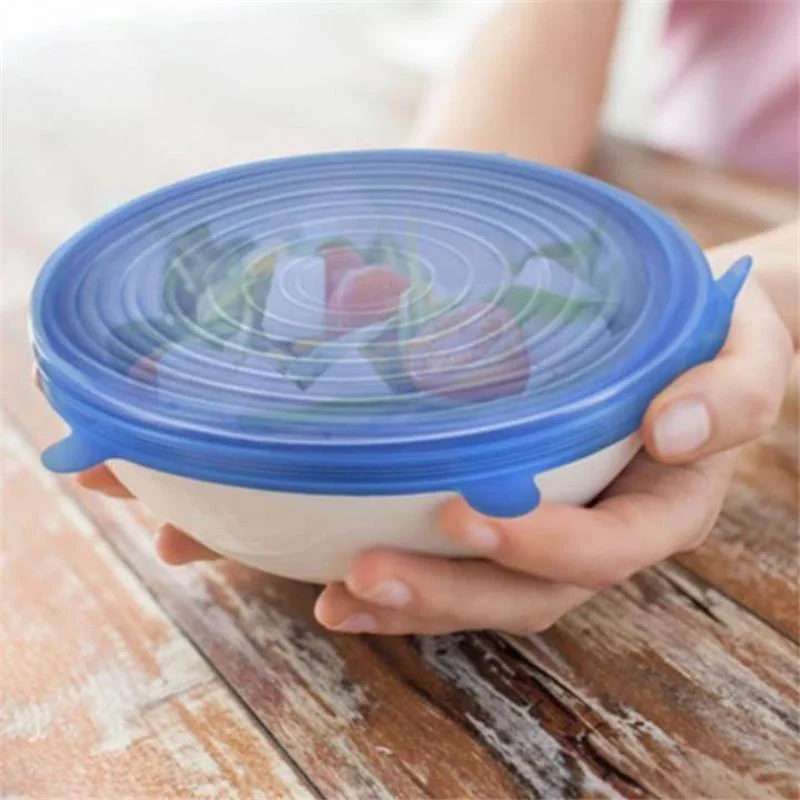 6 шт. растягивающиеся и облегающие силиконовые крышки консервативные