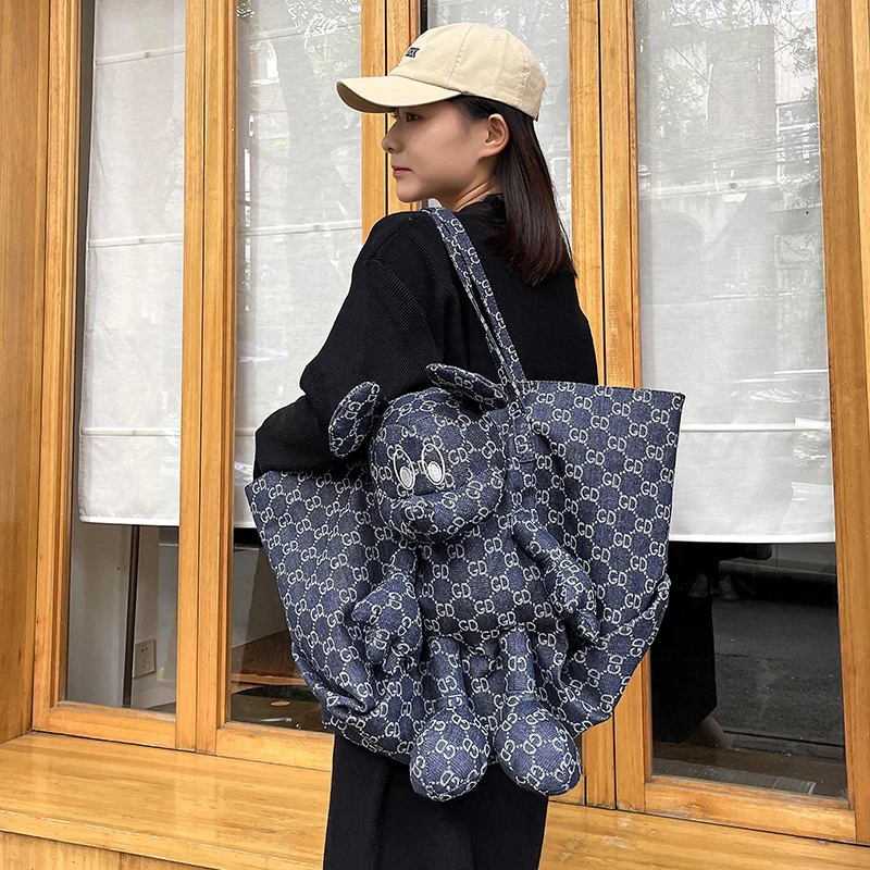

Холщовая Вместительная женская сумка на плечо, повседневные сумочки-тоуты в Корейском стиле для кукол, модный дорожный мессенджер для поку...