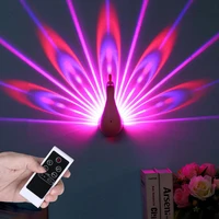 led wall lights colorful night lamp with remote projector remote control touch peacock light projection wall lamp for kids room