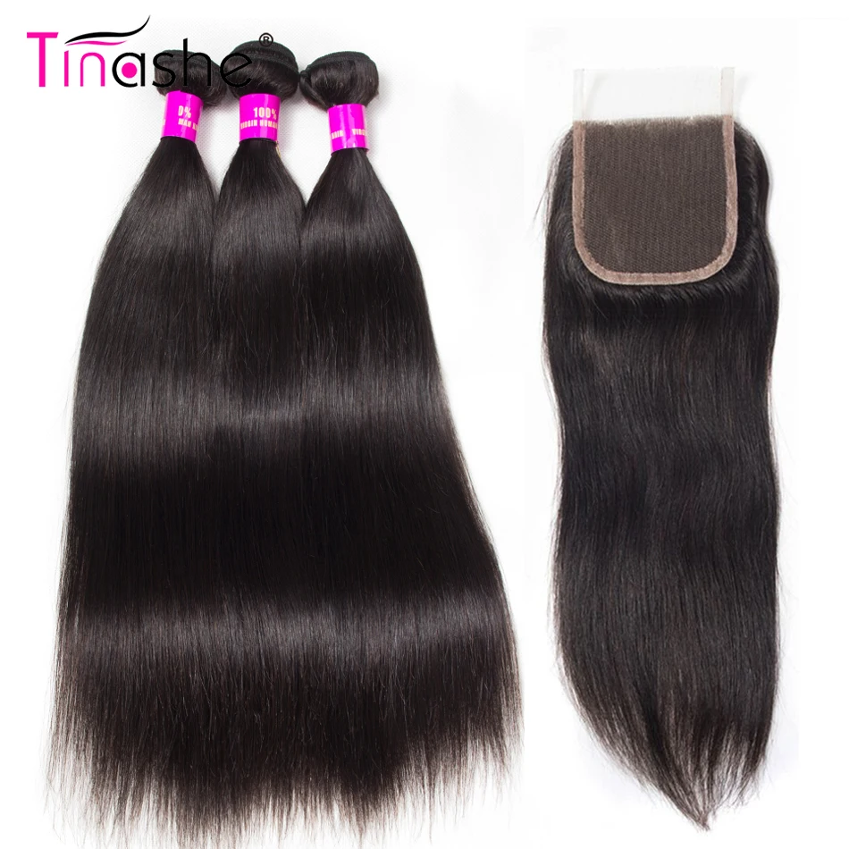 Прямые пупряди волос Tinashe с застежкой Hd Прозрачная Кружевная застежка Remy