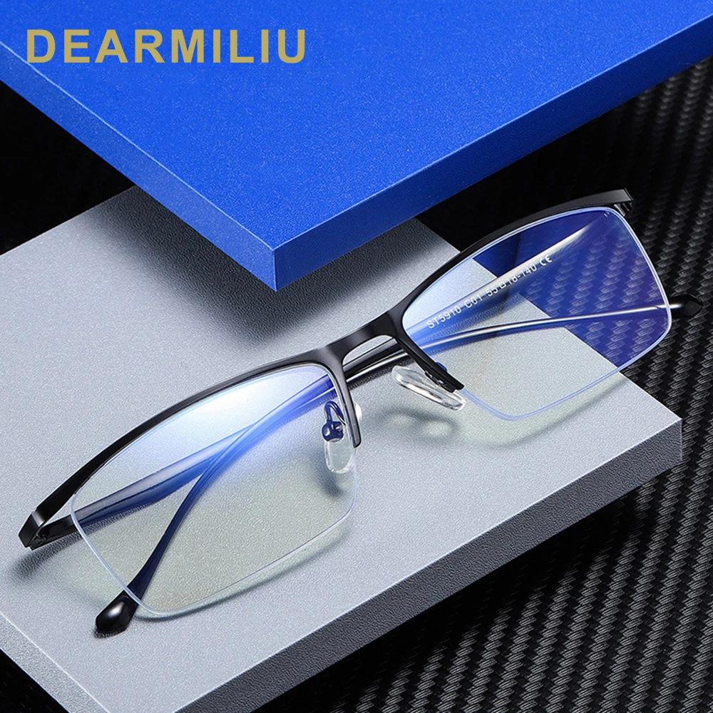 

DEARMILIU 2020 new Blue light blocking Glasses Flat mirror metal small half Rectangular frame retro Reading computer gafas 5910