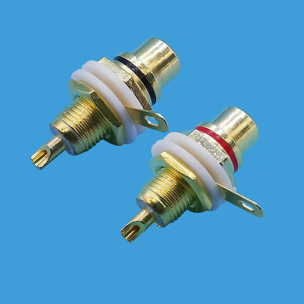 

2 шт., позолоченные разъемы для штекеров RCA