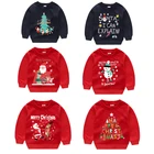 ЗимняяОсенняя теплая Красная рождественская одежда для маленьких девочек, Рождественская Толстовка с рисунком снеговика, детская одежда Санта-Клауса для мальчиков