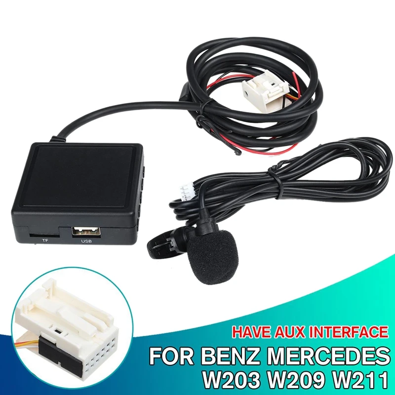Módulo de Audio inalámbrico con Bluetooth, adaptador auxiliar de Teléfono manos libres para Mercedes Benz W203, W209, W211, Cable adaptador de teléfono