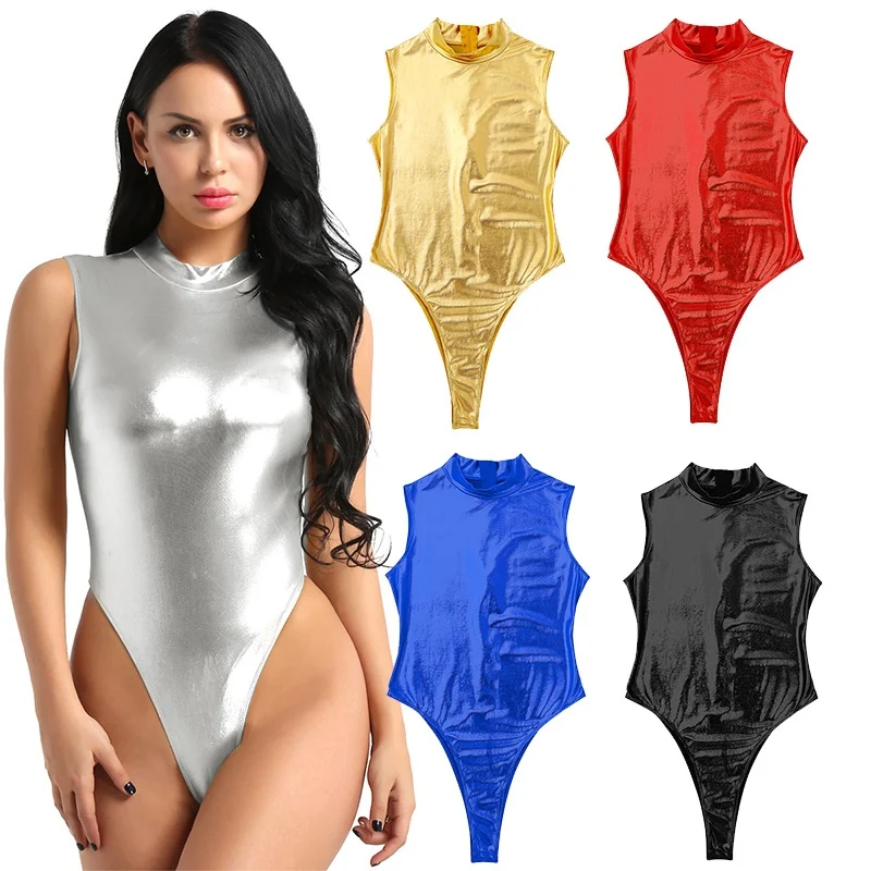 Женский купальник блестящее бикини с металлическим блеском Цельный Монокини