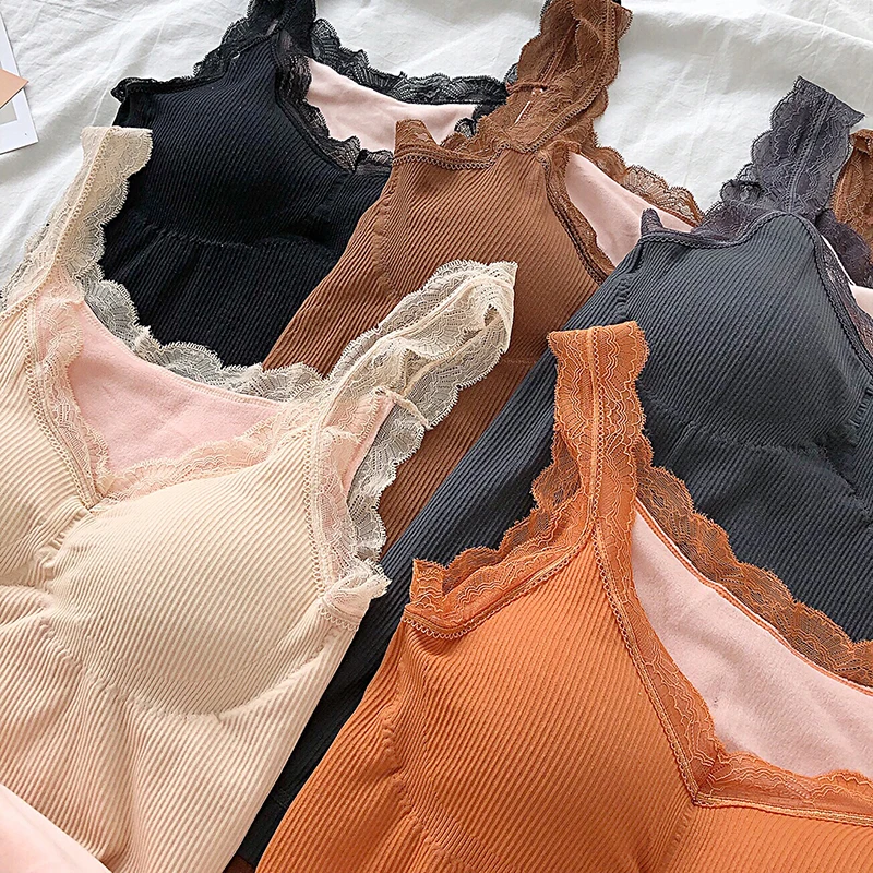 Осень-зима 2019 базовое термобелье майка без рукавов с кружевными лямками