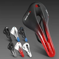 comfortable bike saddle mtb road bicycle hollow breathable seat leather for men soft pu leather road cycling accessories