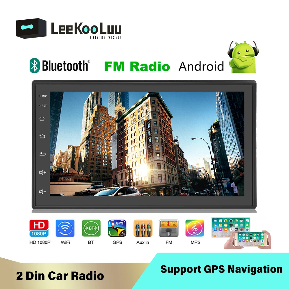 LeeKooLuu 2din Android автомобильный Радио мультимедийный плеер авторадио 2 Din 7 ''сенсорный экран gps Bluetooth FM wifi Кассетный рекордер