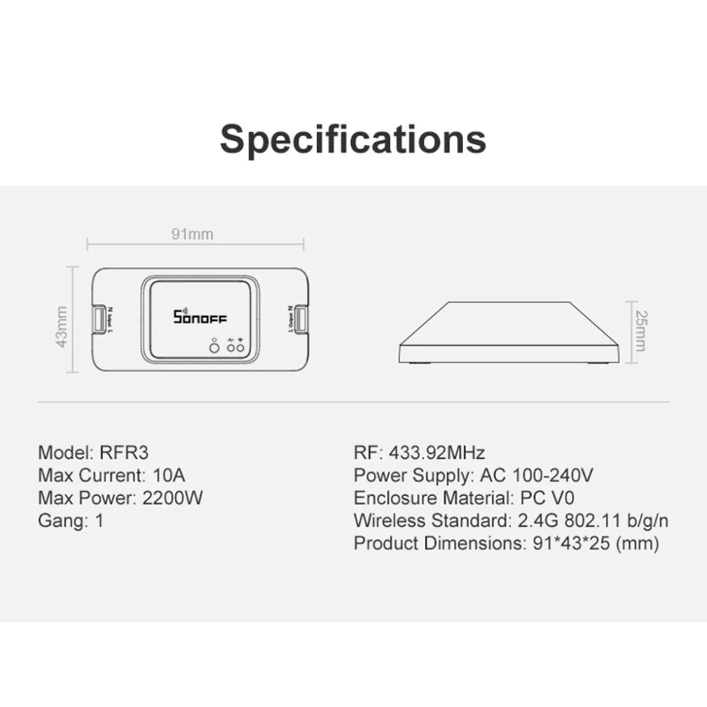 SONOFF RFR3 DIY Wifi Пульт дистанционного управления, умный RF переключатель, работает с Alexa/Google Home Assistant, умный дом, автоматизация, таймер