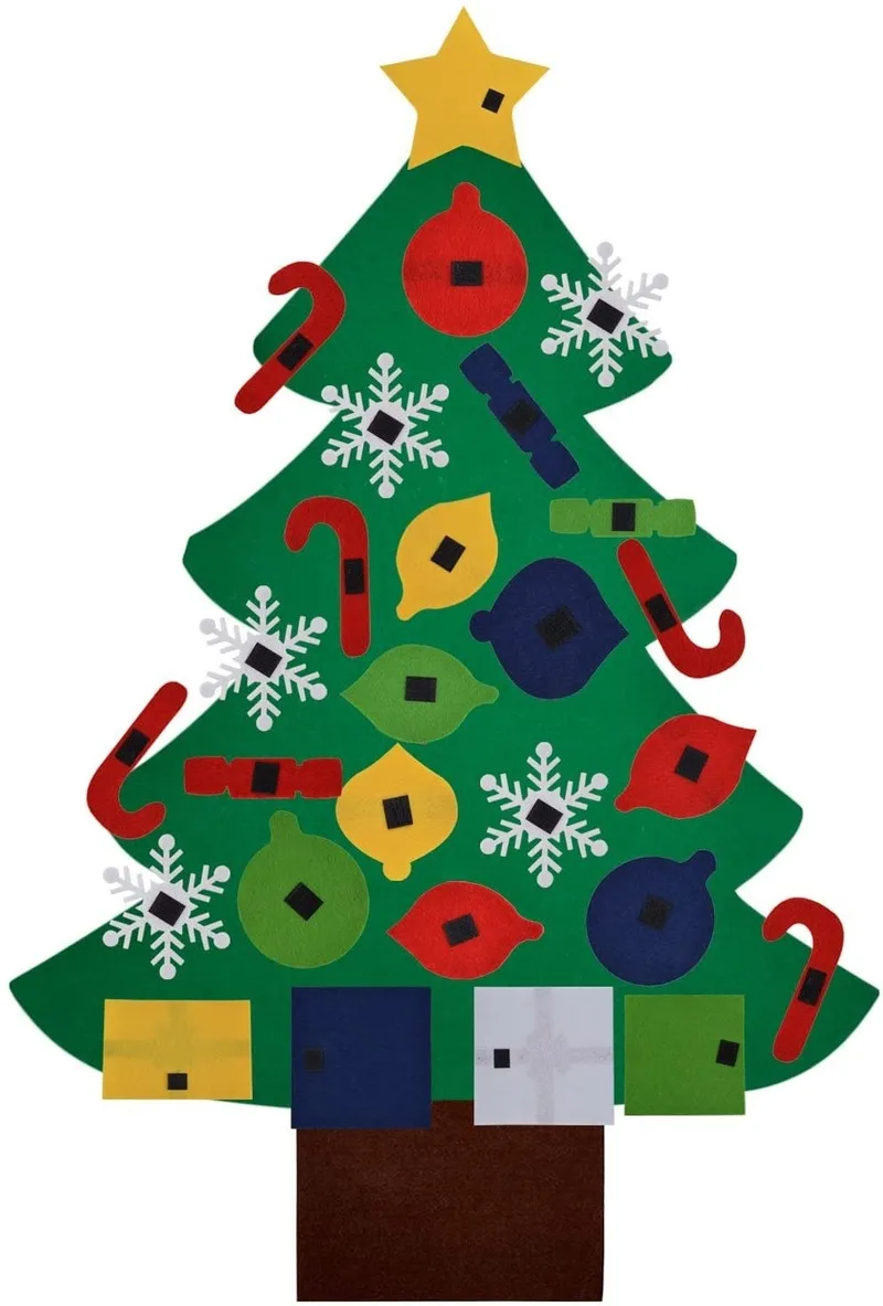 

Felt Christmas Tree DIY Ornaments Wall Decor with Hanging Rope for Kids Xmas Child Gifts Home Door Decoration Toys for children