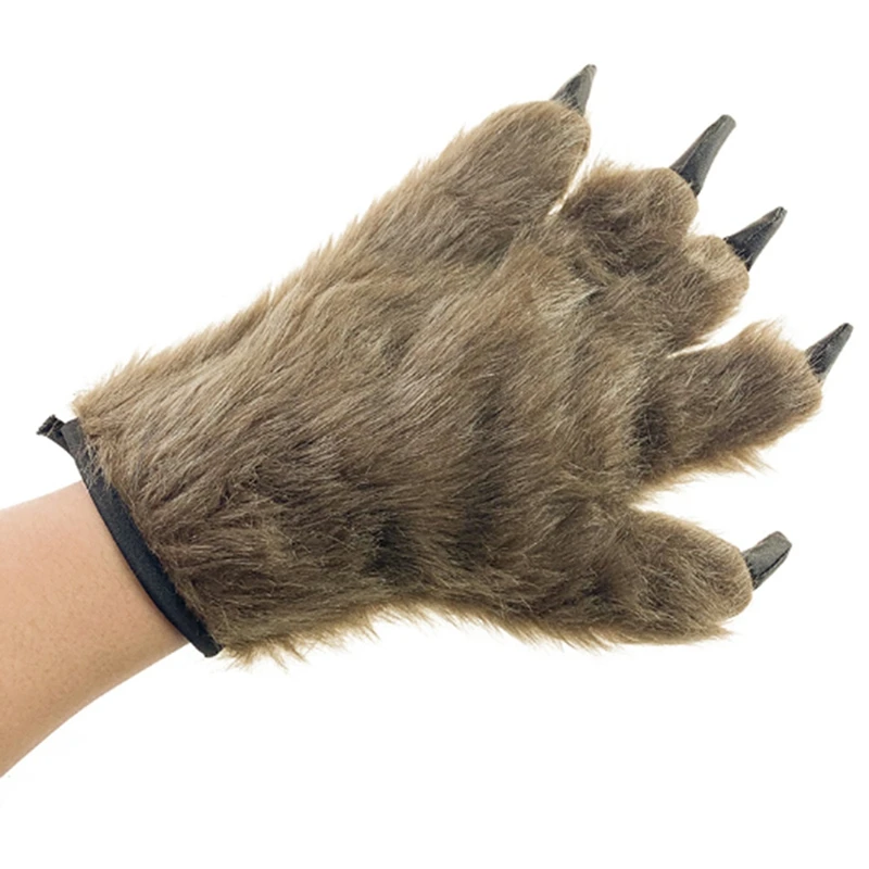 2 шт. перчатки с когтями волка пушистый коготь костюм на Хэллоуин вервольф лапы
