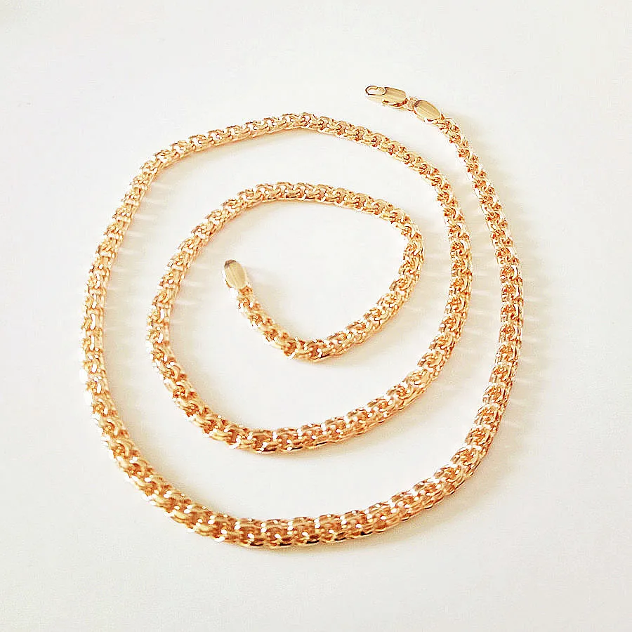Ожерелье женское под розовое золото 585 пробы длиной 5 мм и 60 см|Цепочки| |