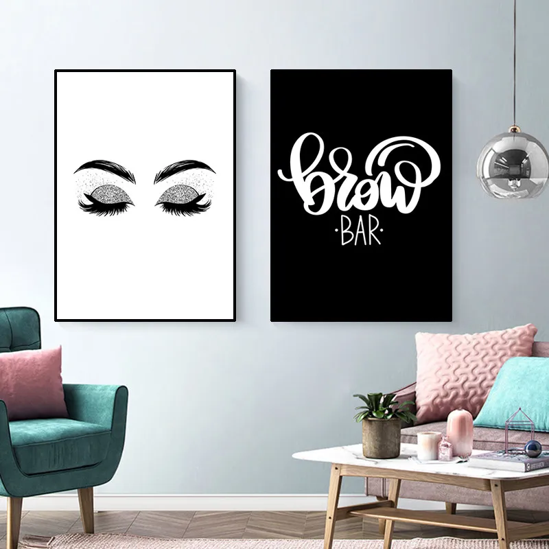 Smoky Makeup Canvas Painting Fashion Girl Poster Brows Wall Art Decor Picture Eyelash For Posters Aesthetic Room | Дом и сад