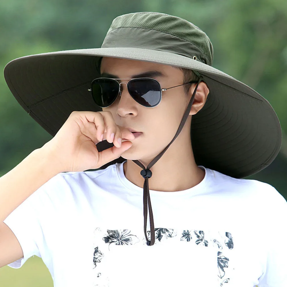 

1pc Men Outdoor Fishman Hat Sun Helmet Fishing Helmet for Men (Green)