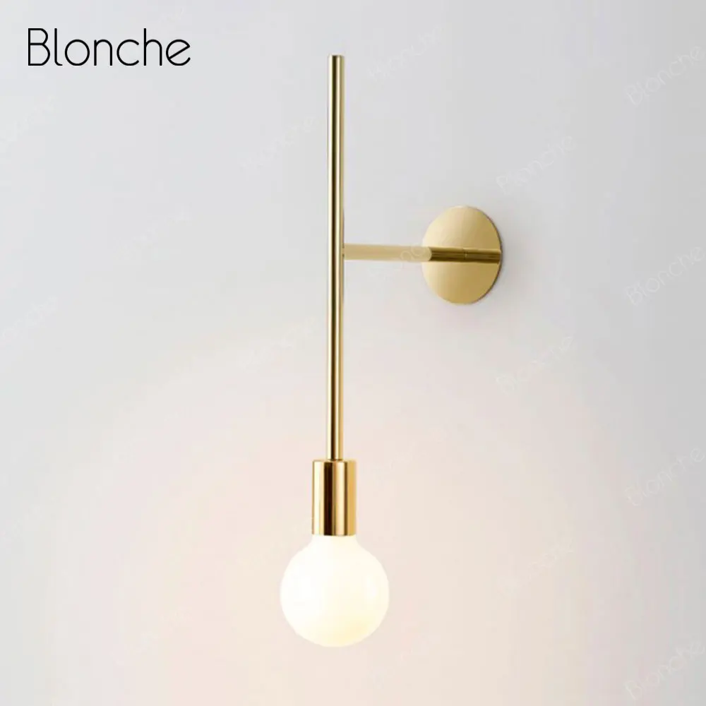 Настенный светильник в скандинавском стиле из железа и золота прикроватный