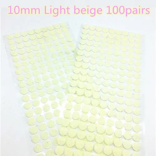 10mm LTbeige 100pair 10 мм, 100 пар, белая, черная волшебная наклейка, лента для монет с сильным клеем, самоклеющаяся лента для крепления, детский аксессуар «сделай сам» ручной работы - Цвет: 10mm LTbeige 100pair