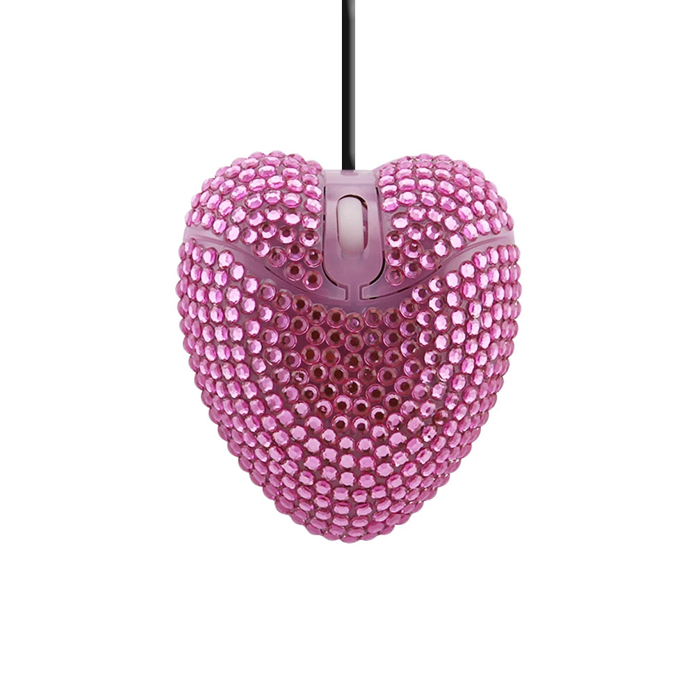 Проводная эргономичная мышь CHYI с розовыми сердечками и бриллиантами USB 1000 DPI|Мыши|