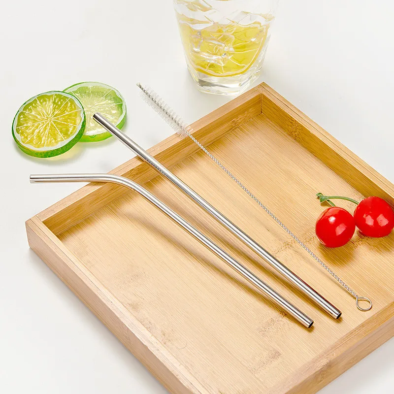 

Metal Drinking Straws Set Wholesale With Cleaning Brush Party Bar Accessory Eco Friendly New 304 Stainless Steel Straw Reusable