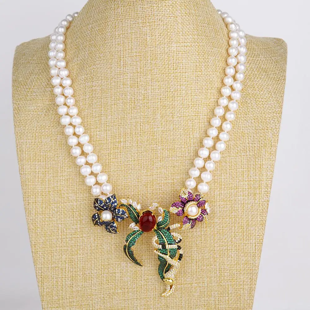 

Круглое жемчужное ожерелье с кулоном, 21 дюйм, 2 ряда