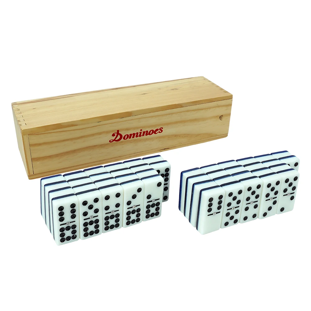 Дешевый Белый домино с черными точками и деревянным чехлом оптом | Спорт