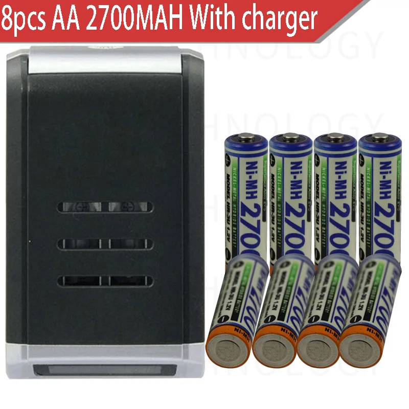 8 шт./лот для SANYO 1 2 в AA 2700 мАч перезаряжаемая батарея + 4 слота AAA зарядное