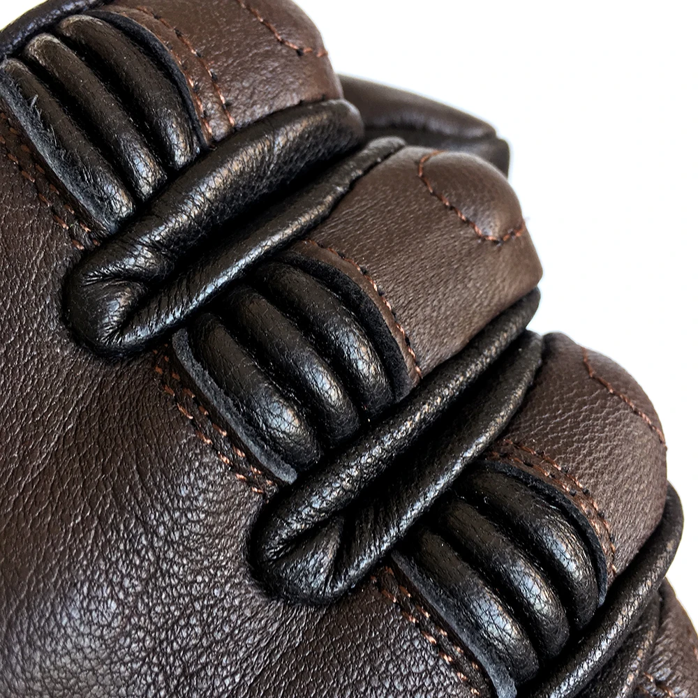 Мотоциклетные гоночные перчатки сенсорные кожаные из козьей шкуры коричневые