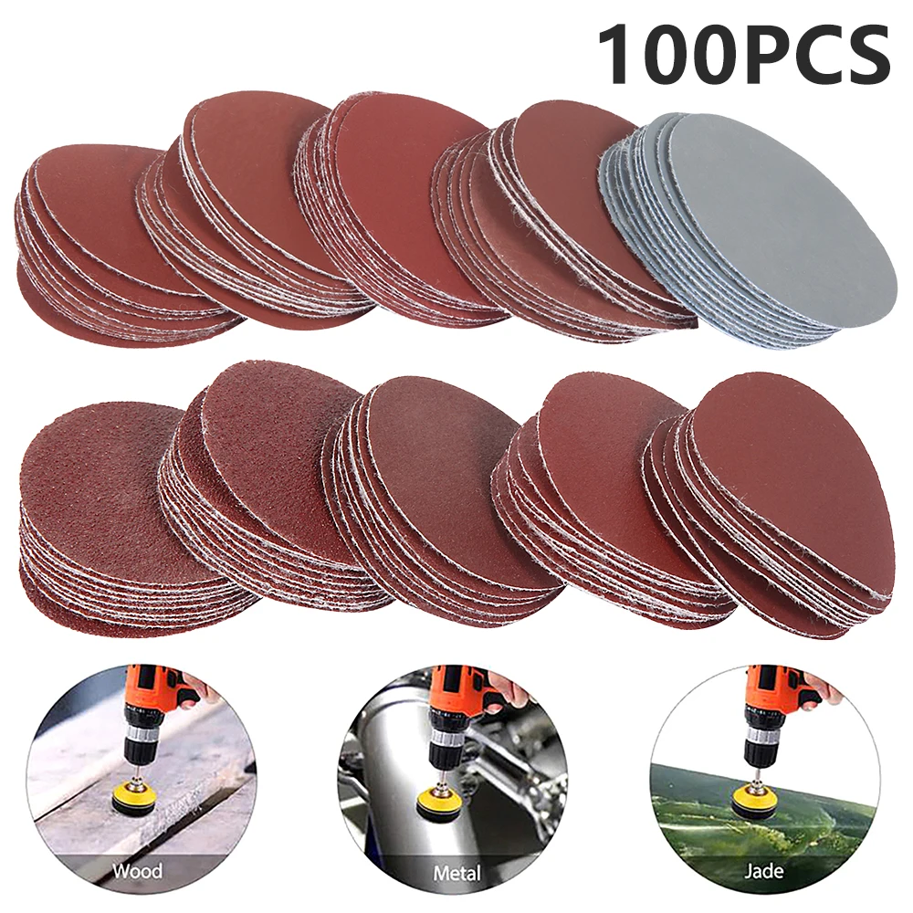 

100Pcs 2 inch 50mm 80-3000 Grit Sandpaper Sander Disc Sanding Discs Cutting Disc Backer Set For Polishing Cleaning Abrasive Tool