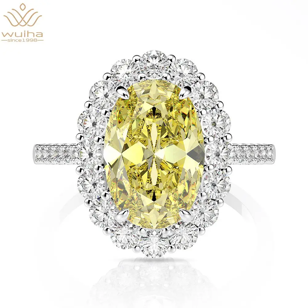 

WUIHA 100% 925 Sterling Silver Created Moissanite Citrine Sapphire Gemstone Wedding Ring Engagement Party Fine Jewelry Wholesale