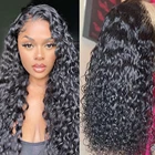 RONGDUOYI длинные вьющиеся кружевные передние парики предварительно выщипанные термостойкие волоконные Длинные Синтетические парики для женщин для ежедневного использования черный косплей парик