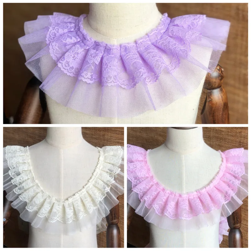 Двухслойная кружевная плиссированная юбка манжета из полиэстера розового цвета