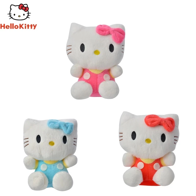 

Плюшевые куклы из полипропилена и хлопка, милые аниме Hello Kitty, трехцветные украшения для автомобиля, дивана, детские игрушки, подарки на день ...