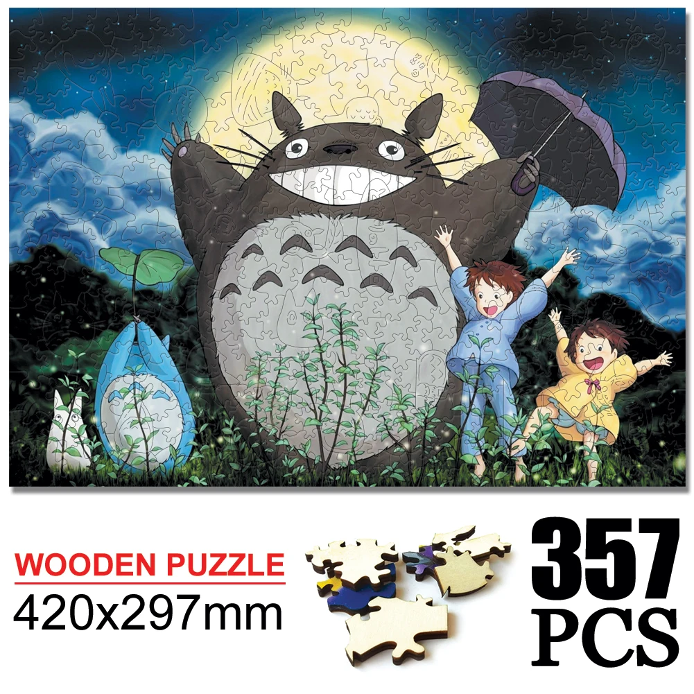 Puzle de dibujos animados para ni&ntilde;os y adultos, juguete de rompecabezas de Totoro, regalo de cumplea&ntilde;os, 2021-0