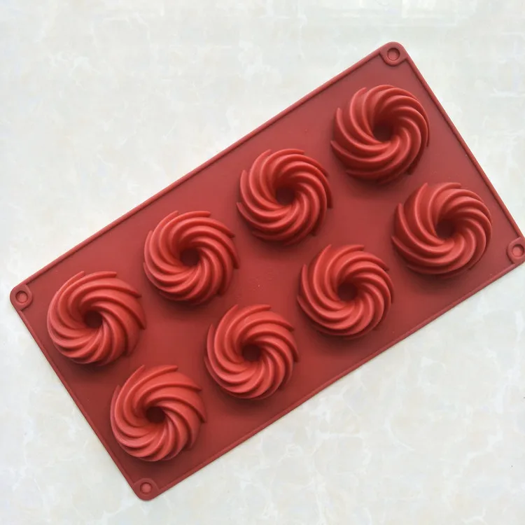 

8 Even Vortex Silicone Cake Mold jiu xin tang Mode Household Bakery DIY Tool XG769