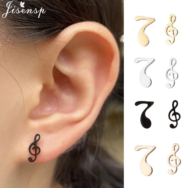 

Fashion Mini Music Note Earrings Stainless Steel Musical Ear Studs for Women Girls Rock Art Jewelry Student Accessories bijoux