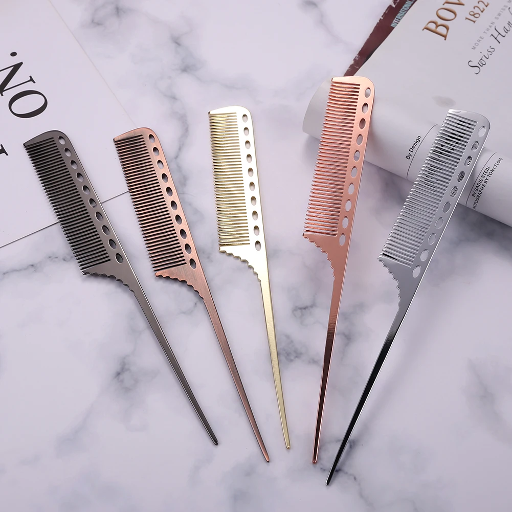 

Aluminum Metal Hair Comb Professional Hairdressing Comb Hair Brus Anti-static Barbers Cutting Combs Salon Hair Styling Tools