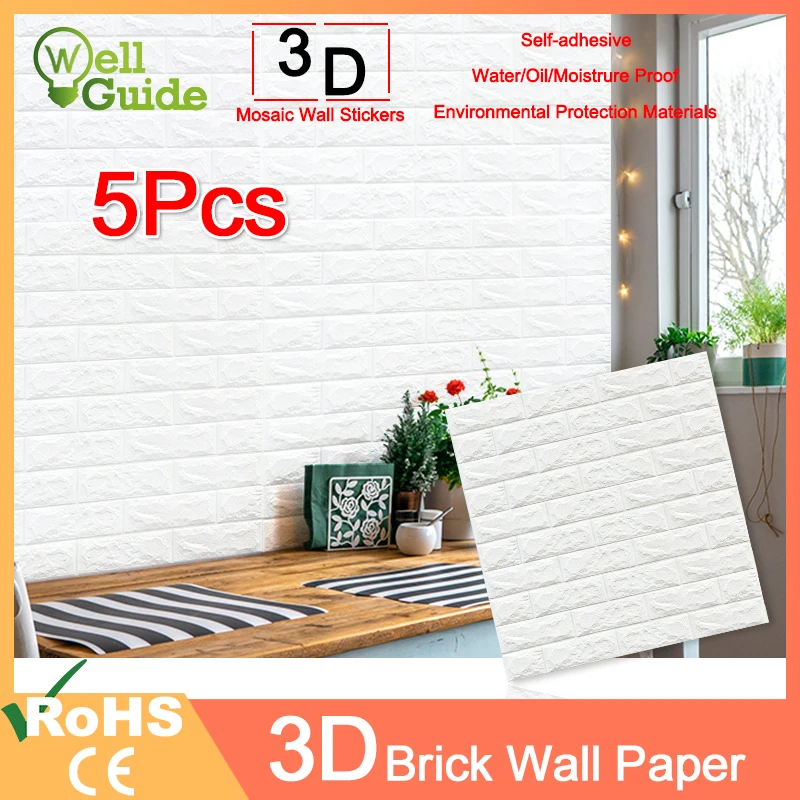 1 шт/5 шт 3D обои кирпичные настенные наклейки водонепроницаемые DIY самоклеящиеся Декор для спальни детская комната гостиная обои бумага