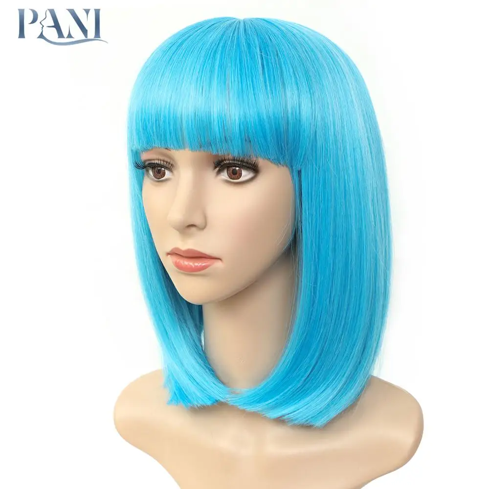 Женский синтетический парик с челкой голубой из аниме Боб для косплея| |