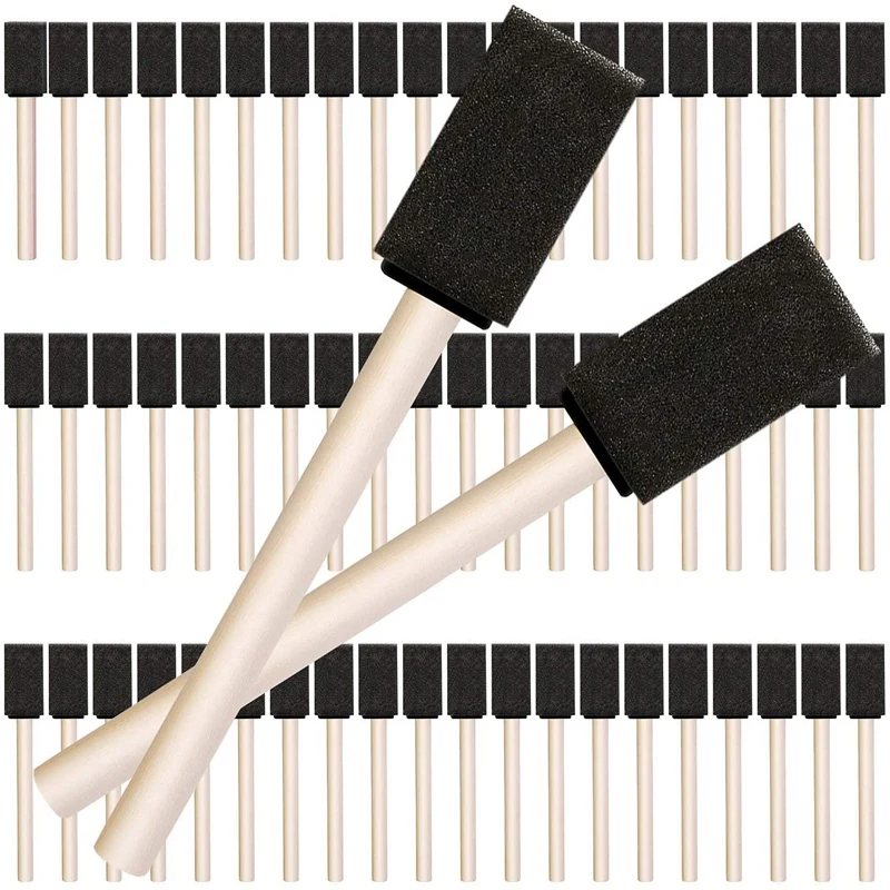 

120Pcs Sponge Brush Paint Brush, 1 Inch Wooden Handle Paint Brush, Very Suitable for Stains, Paint, Crafts