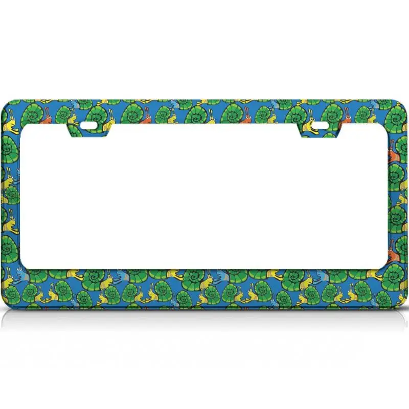 

Peceeta Green Snail License Plate Frame 2 Holes 1 Frame Matte Aluminum Car Accessories License Plate Holder Chrome white 16x31cm