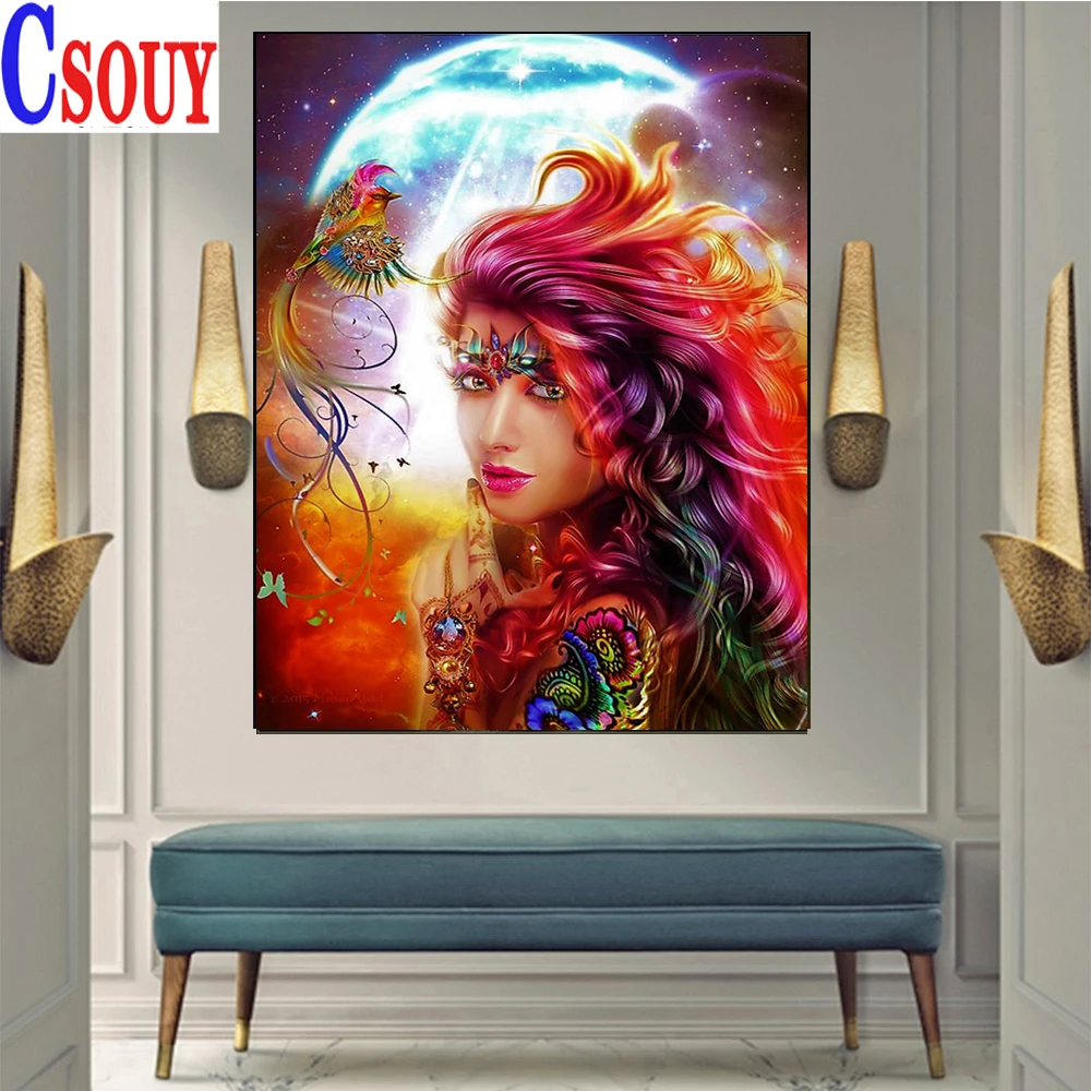 

Beauty 5D Diy Diamond Embroidery Peacoc fairy Diamond Mosaic Drawing Full Square Round Drill Diamond Painting Cross Stitch Decor