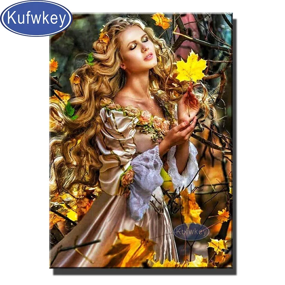 

5D DIY Diamond painting Cross stitch Autumn Lady Full Square Diamond embroidery Full Round Diamond mosaic sexy girl portrait