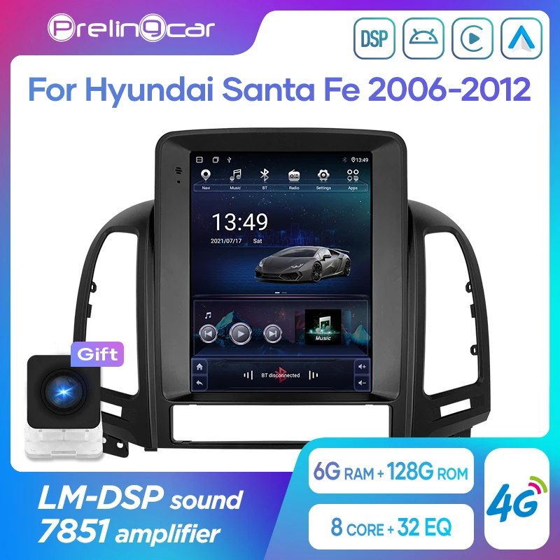 

Автомагнитола для Hyundai Santa Fe 2006-2012, мультимедийный видеоплеер на платформе Android 10 с вертикальным экраном в стиле Tesla и GPS-навигацией