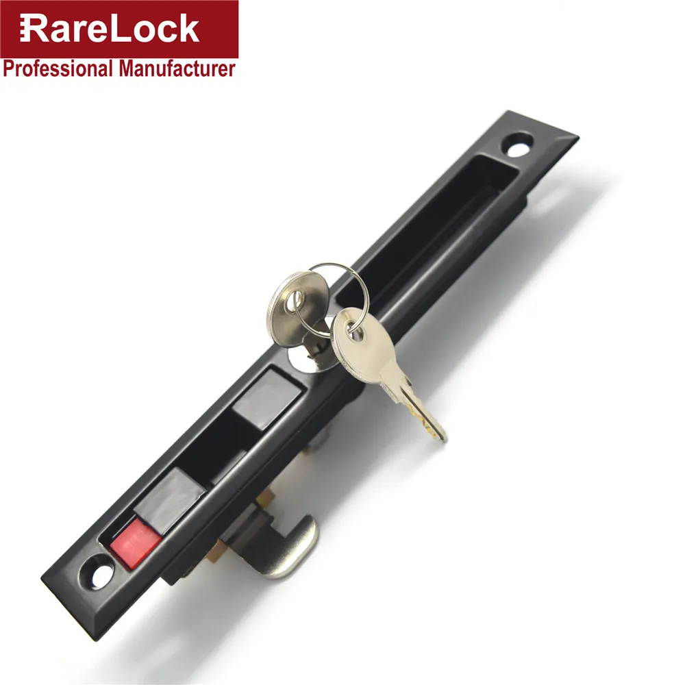 Rarelock раздвижные двери замок черный цвет 2 латунный ключ Спальня Гостиная Ванная комната мебель защелка замок MMS226 dd