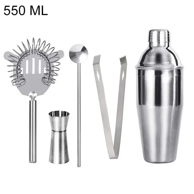 5pcs 550ML Шейкер для коктейлей 550 мл/750 мл из нержавеющей стали, винный мартини, Бостонский шейкер, миксер для бара, вечерние инструменты бармена, аксессуары для бара - Цвет: 5pcs 550ML