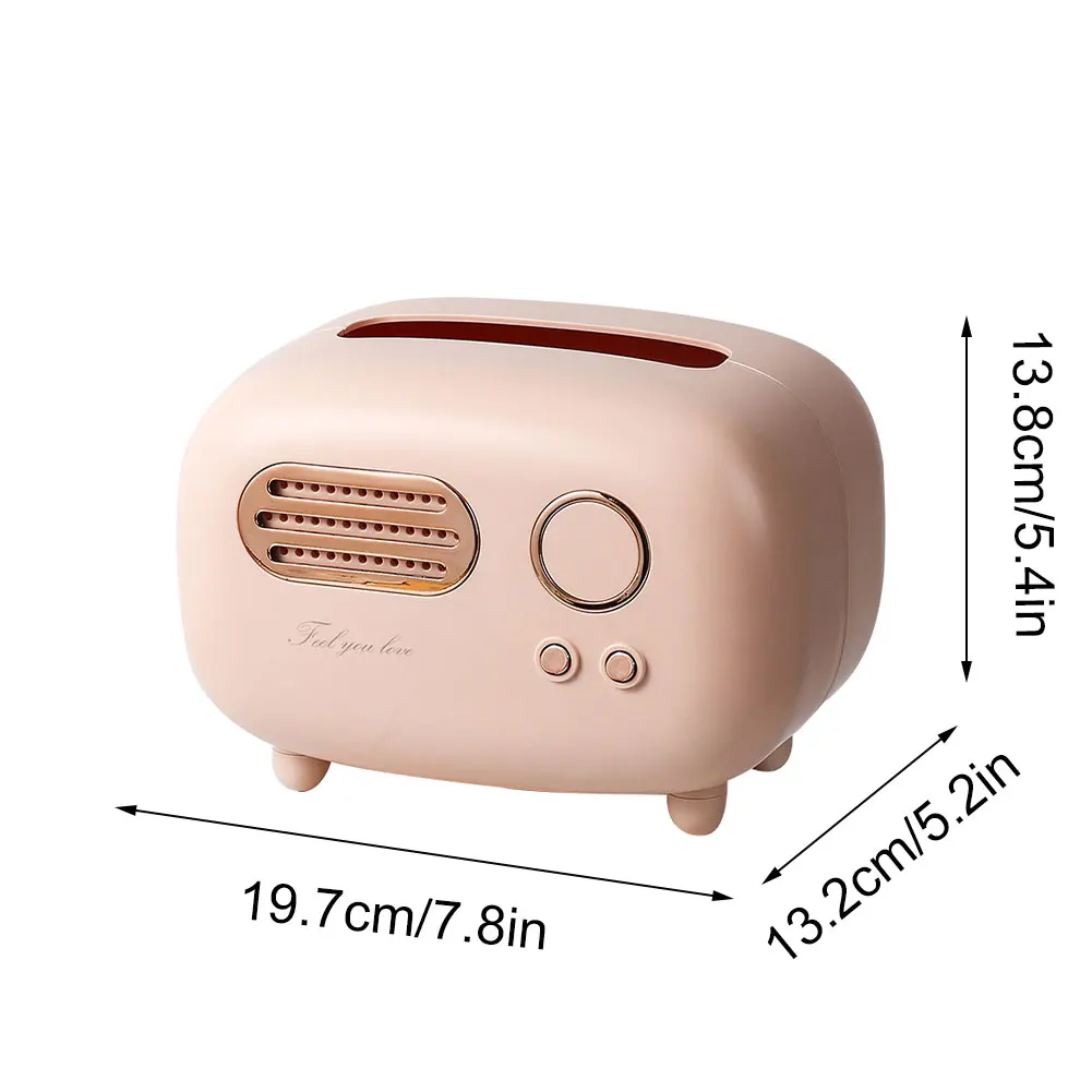 

Retro Radio Model Tissue Box Desktop Paper Holder Vintage Dispenser Storage Napkin Case Organizer Ornament Craft Container