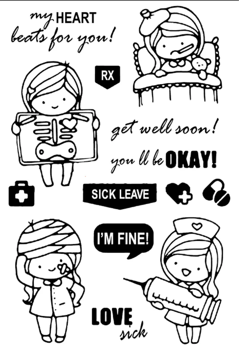 Штамп силиконовый прозрачный для маленькой девочки 11 х16 медсестры|Штампики| |