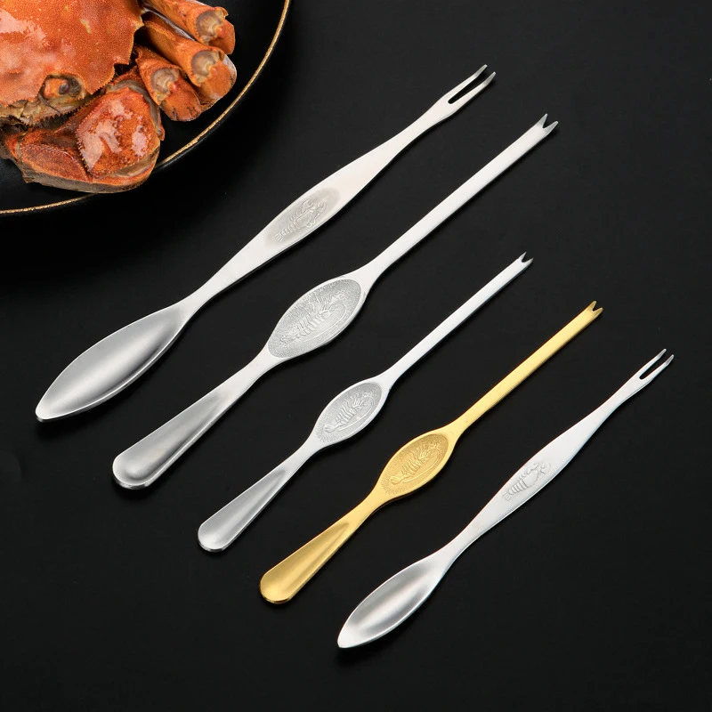 

Stainless Steel Crab Fork 4pcs Crab Eating Tool Crab Claw Crab Needle Household Seafood Peeled Hairy Crab Accessory