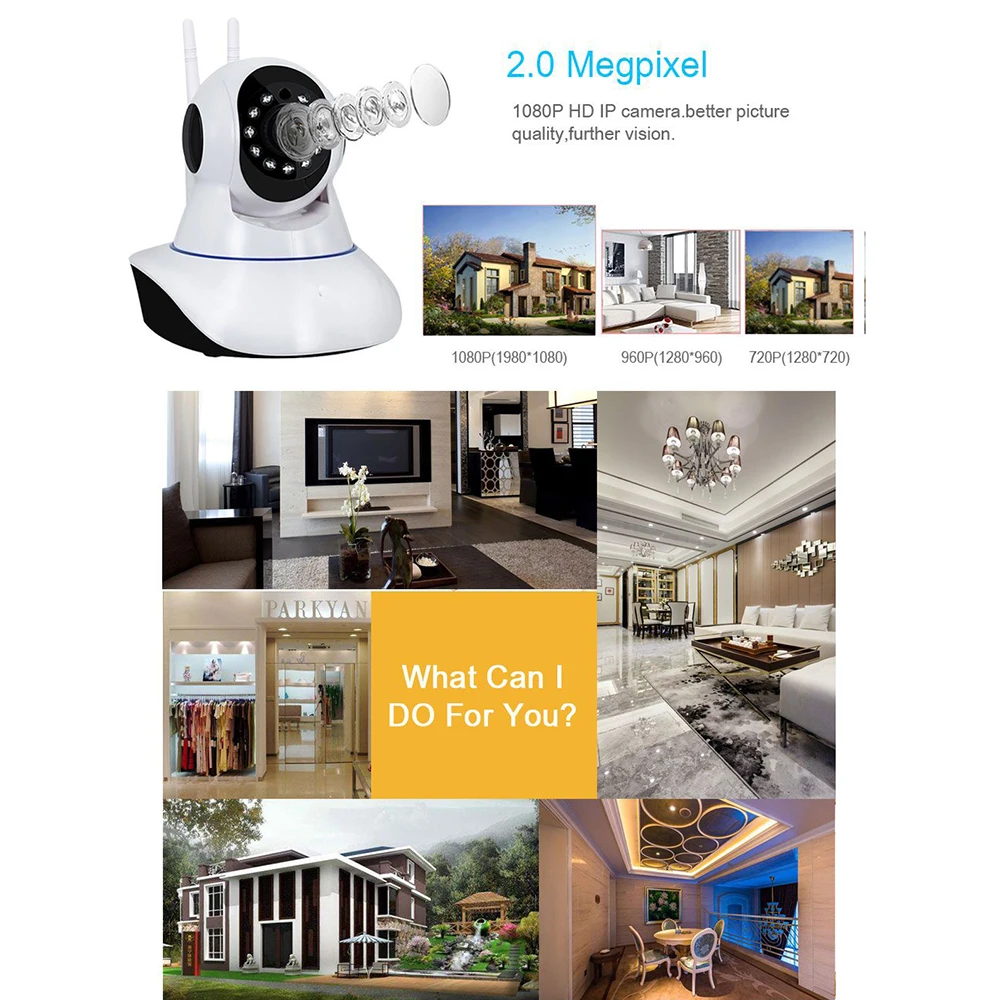 2MP HD 1080P PTZ Wifi IP Camera 360 Degree Fisheye IR-Cut Night Vision Two Way Audio CCTV Security SD Card | Безопасность и защита