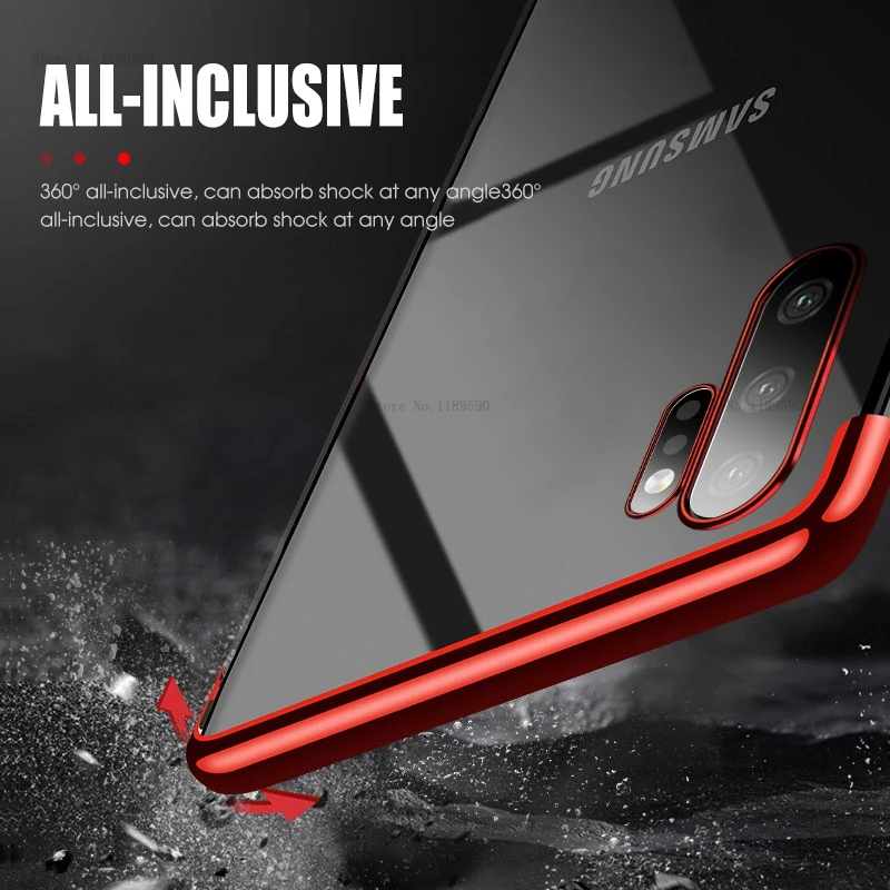 Силиконовый чехол для Samsung Note 10 Plus прозрачный чехол-бампер с покрытием S10 S20 S21 Ultra S8