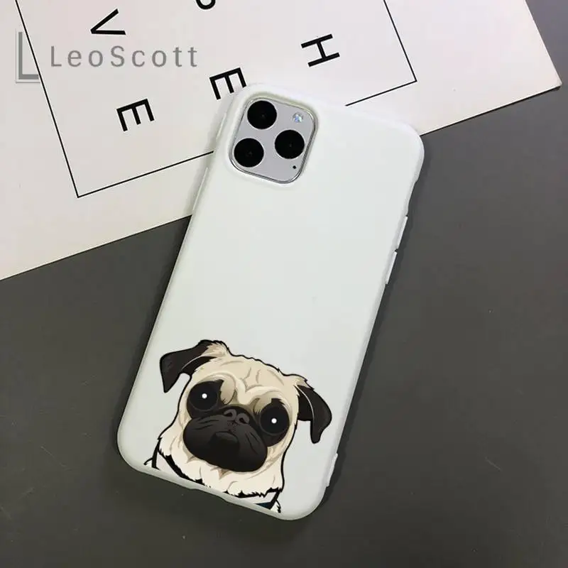 

CARTOON Pug Dog French Bulldog animal Phone Case Candy Color for iPhone 11 12 mini pro XS MAX 8 7 6 6S Plus X 5S SE 2020 XR